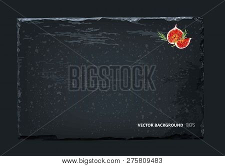 Black Stone With Little Fig. Vector Background.