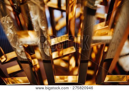 Abstract Gold Melal Texture Desfocused For Background