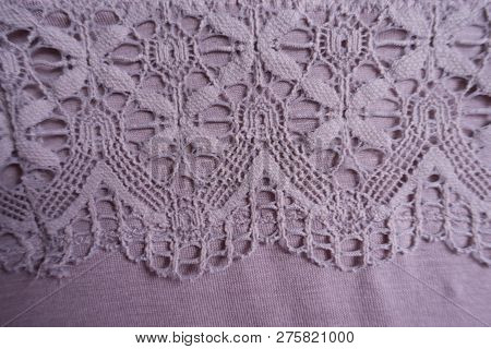 Closeup Of Pink Viscose Fabric With Lace