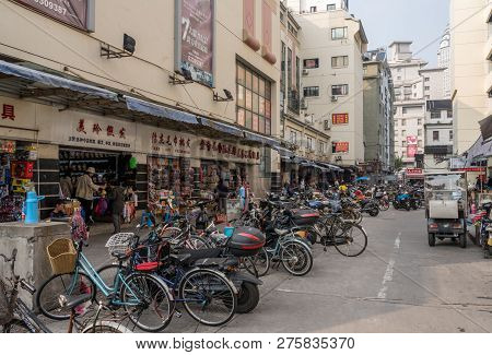 Shanghai - China - 26 October 2018: Traditional Shops On Fuyou Rd In Old Town