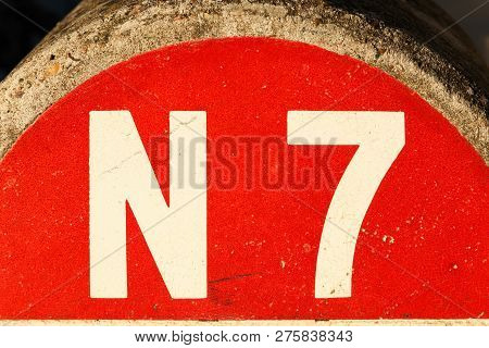 Route Nationale 7 Sign On A Milestone In France