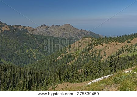 Looking North To Canada Across The Strait Of Juan De Fuca Viewed From Hurrican Ridge In Olympic Nati
