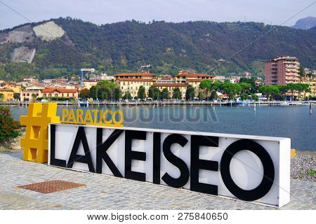PARATICO, ISEO LAKE, ITALY: 18 OCTOBER 2018 - Paratico Resort on the shore of Iseo Lake, Italy, Europe