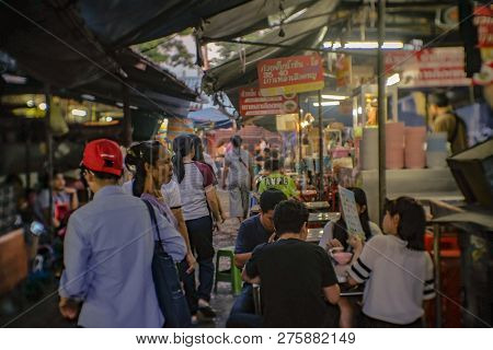 Bangkok/thailand - 16 June 2017:unacquainted Thai People Or Tourist In Talat Phlu Train Station Mark