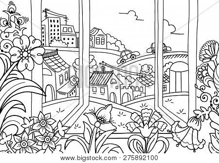 The View From The Window Illustration Coloring