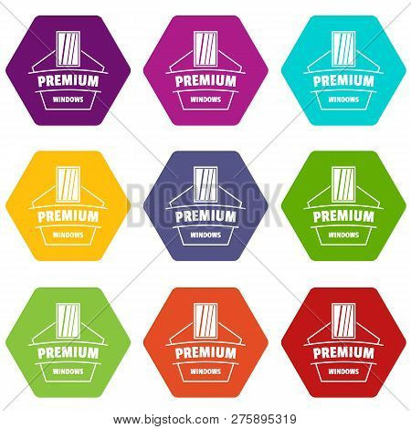 Premium Material Icons 9 Set Coloful Isolated On White For Web