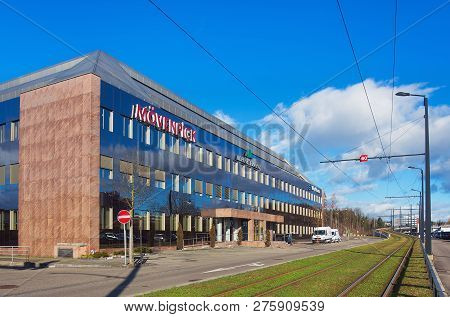 Glattbrugg, Switzerland - January 10, 2015: An Office Building In Glattbrugg Bearing The Signs Of Th