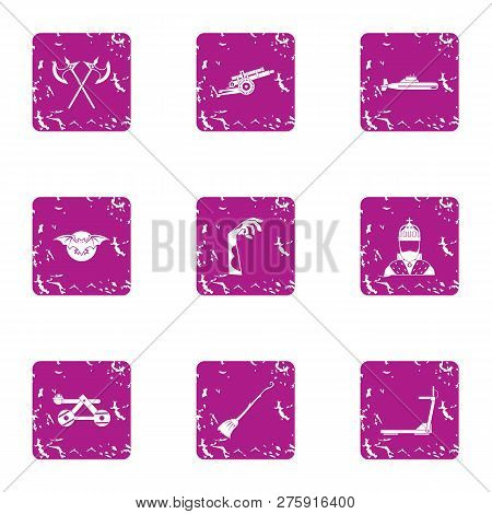 Longstanding Icons Set. Grunge Set Of 9 Longstanding Icons For Web Isolated On White Background