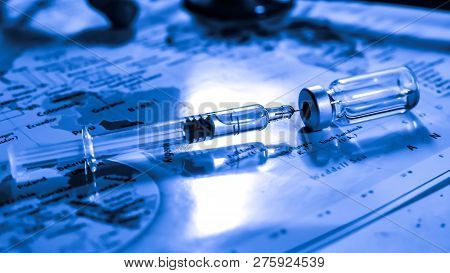 Stethoscope Medical Drug Vaccine Syringe Needle Hypodermic Injection Treatment On Map World ,medical