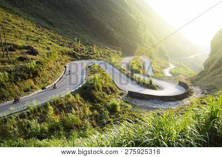 Amazing Mountain Pass Road Called Nine Ramps Or Doc Chin Khoanh In Vietnamese Near Dong Van Karst Ge