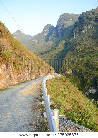Amazing Mountain Pass Road Called Nine Ramps Or Doc Chin Khoanh In Vietnamese Near Dong Van Karst Ge