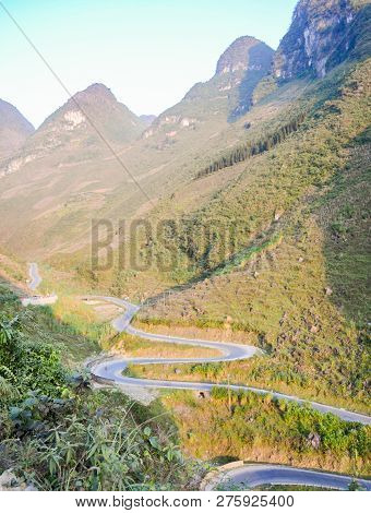 Amazing Mountain Pass Road Called Nine Ramps Or Doc Chin Khoanh In Vietnamese Near Dong Van Karst Ge