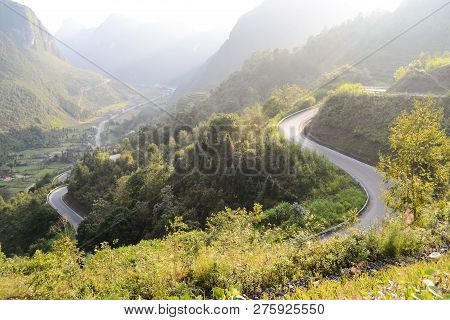 Amazing Mountain Pass Road Called Nine Ramps Or Doc Chin Khoanh In Vietnamese Near Dong Van Karst Ge