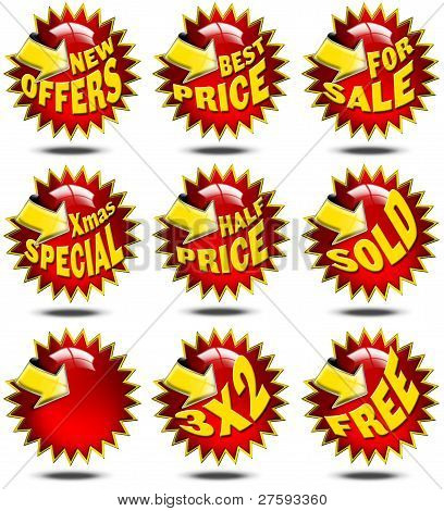 Set of Red Sales Labels