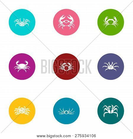 Crabmeat Icons Set. Flat Set Of 9 Crabmeat Icons For Web Isolated On White Background