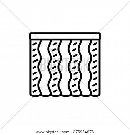 Black & White Vector Illustration Of Combi Wave Curtain Shutter. Line Icon Of Window Vertical Blind 