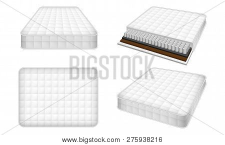 Mattress Icon Set. Realistic Set Of Mattress Icons For Web Design