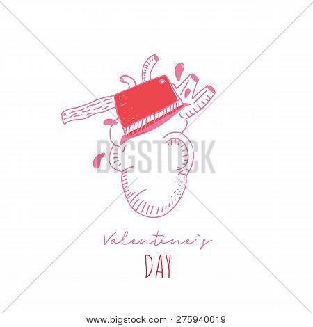 Valentine Date Unusual Concept Of Broken Heart Isplated On White Background
