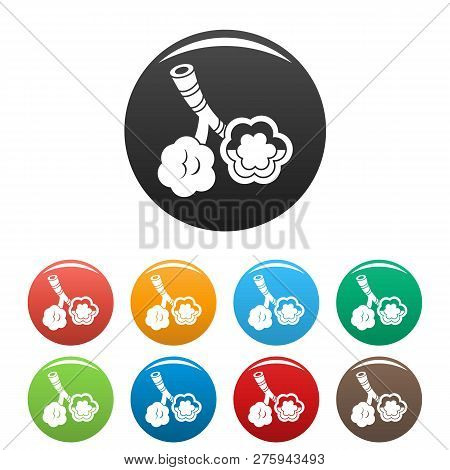 Alveolus Disease Icons Set 9 Color Isolated On White For Any Design