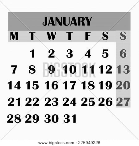 Calendar Design Month January 2019. Year 2019 Calendar. Simple Design For Calendar 2019. Calendar Fo