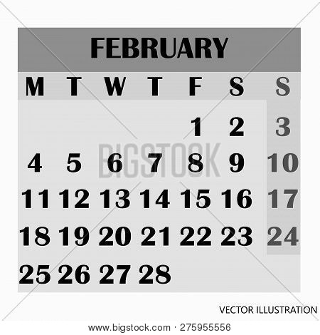 Calendar Design Month February 2019. Year 2019 Calendar. Simple Design For Calendar 2019. Calendar F