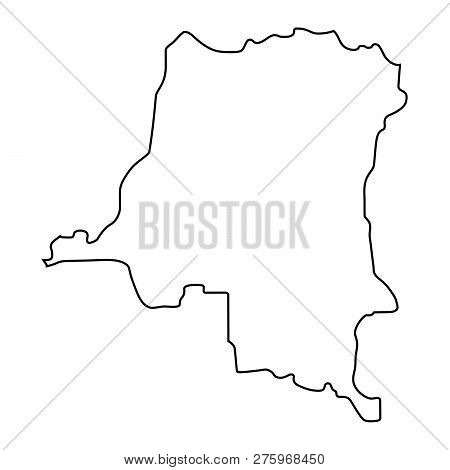 Map Of Democratic Republic Of The Congo - Outline. Silhouette Of Democratic Republic Of The Congo Ma
