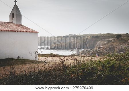 La Meule, France - September 18, 2018: Tourists Visiting The Surroundings Of La Meule Chapel Near Th