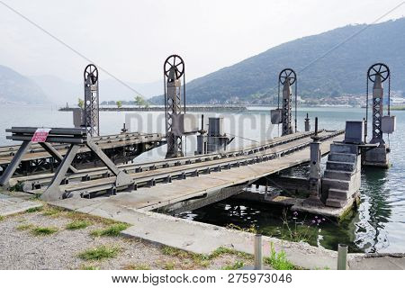 Old industrial terminal museum in Paratico Resort, Iseo Lake, Italy, Europe