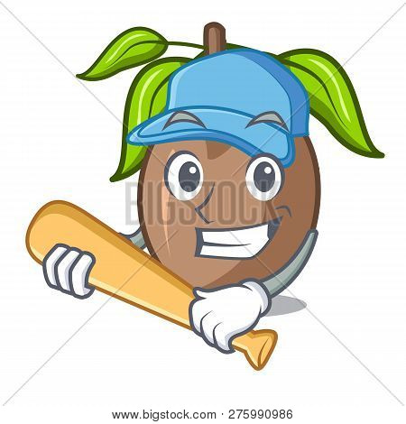 Playing Baseball Sapodilla Fruit On The Character Bowl