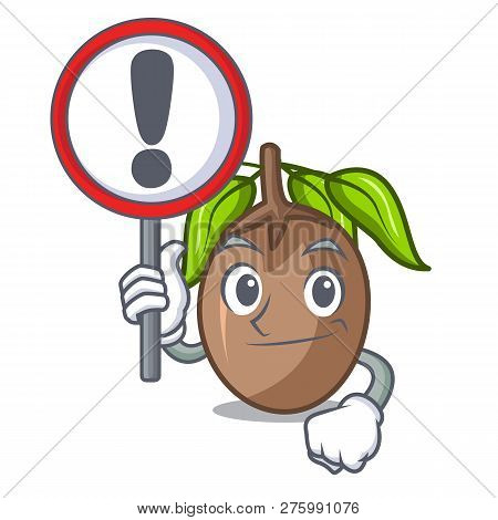 With Sign Sapodilla Fruit On The Character Bowl