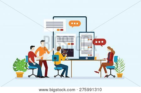Mobile Apps Application Development With Team Of Startup Programmer Working Together In The Office T