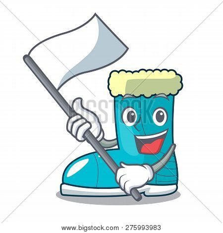 With Flag Winter Boot In Shape Cartoon Funny