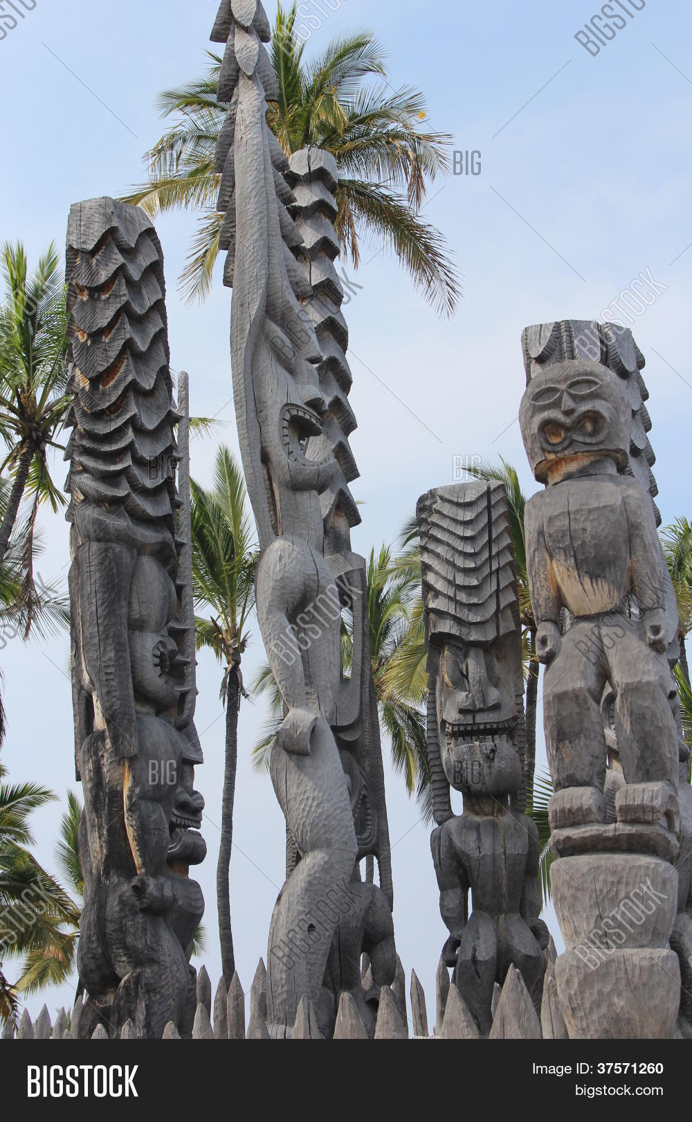 Carved Tiki Statues Image & Photo (Free Trial) Bigstock