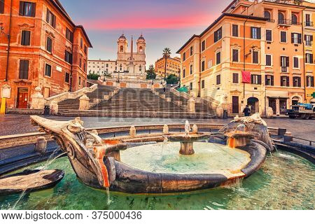 Spanish Steps at dusk in Rome, Italy