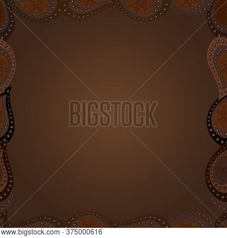 Picture In Black, Brown And White Colors. Vector. Seamless. Foursquare Frames Doodles.