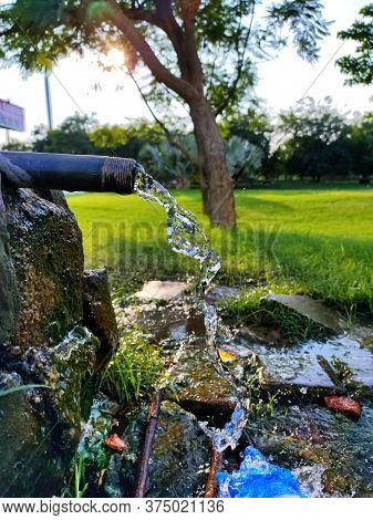 Running Pure Water From Tap In The Park