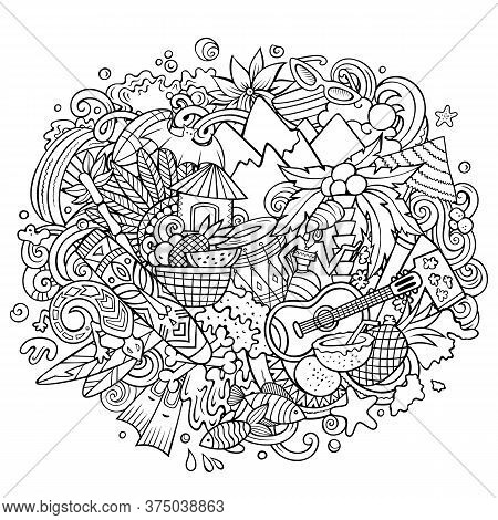 Figi Hand Drawn Cartoon Doodles Illustration. Funny Travel Design.