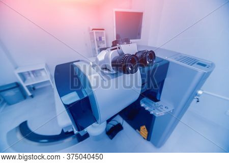 Ophthalmic Laser System In Eye Surgery Clinic. Laser Treatmnet For Myopia