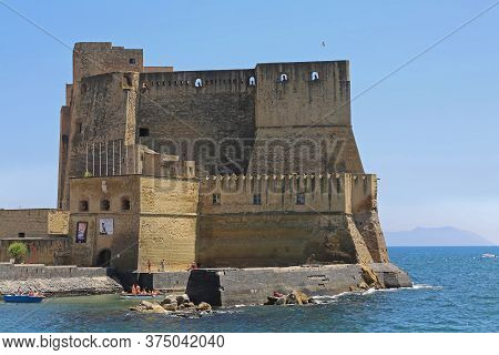Naples, Italy - June 22, 2014: Castel Dell Ovo Fortification Landmark In Napoli, Italy.