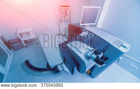 Ophthalmic Laser System In Eye Surgery Clinic. Laser Treatmnet For Myopia