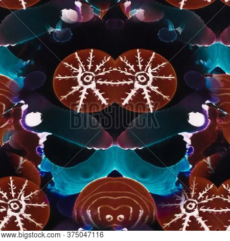Watercolor Seamless Pattern. Ink Wash Painting. Dark Colors Mottled Pattern. Dark Blue Marble Slab D