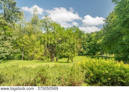 Lublin, Poland - June 11, 2020: Sunny View At Saxon Garden At Lublin.