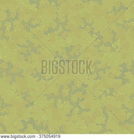 Green Repeated Army Camouflage, Graphic Backdrop.  Seamless Vector Brown Monochrome, Camo Wallpaper.