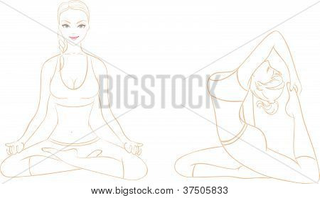 Vektor-Illustration schÃ¶nen Frau Youga-Ãœbungen
