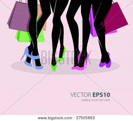 Vektor illustration af Shopping piger