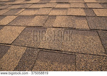 Roof Of Shingles On The Roof Of A Building, Shot Close-up