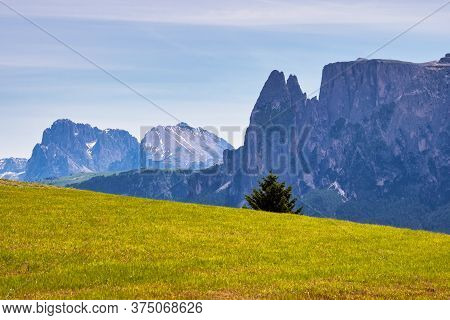 Beautiful Landscape View Of The Mountains In South Tyrol With Mixed Pine And Deciduous Forest, Renon