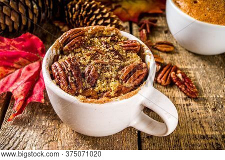 Traditional Autumn Cakes In Microwave Mug Pies