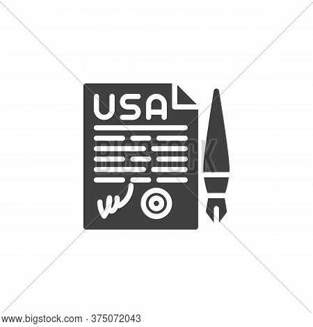 United States Declaration Of Independence Vector Icon. Filled Flat Sign For Mobile Concept And Web D
