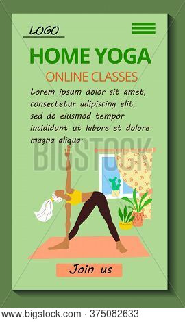 Mobile Application Yoga Classes Online Template. Stock Vector Flat Modern Illustration For The Desig